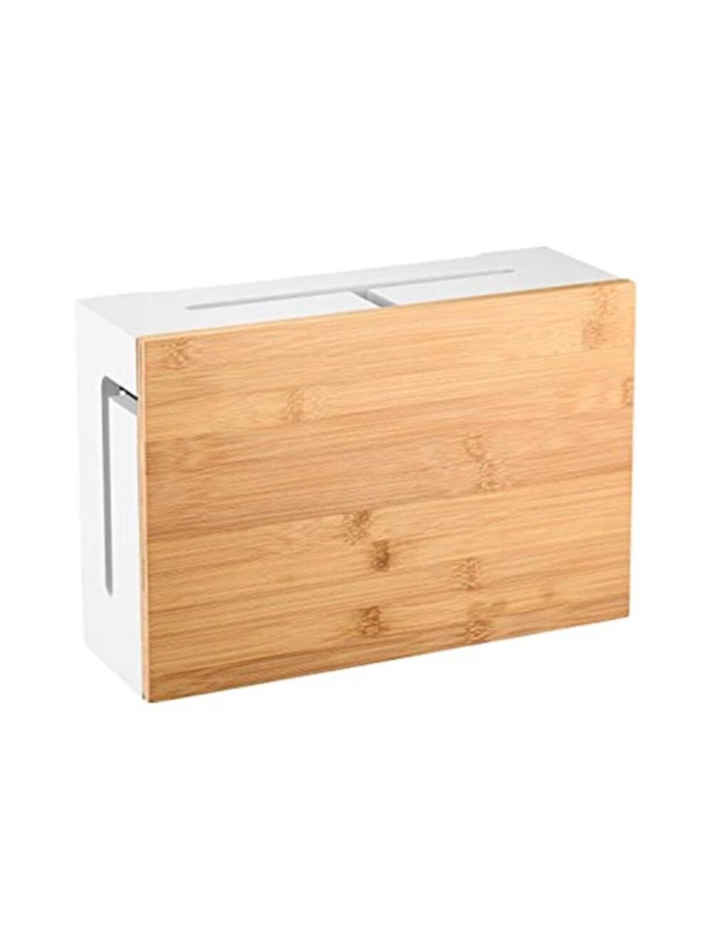 Bamboo Cable Management Box Cord Organizer Power Strip Cover Wire Storage